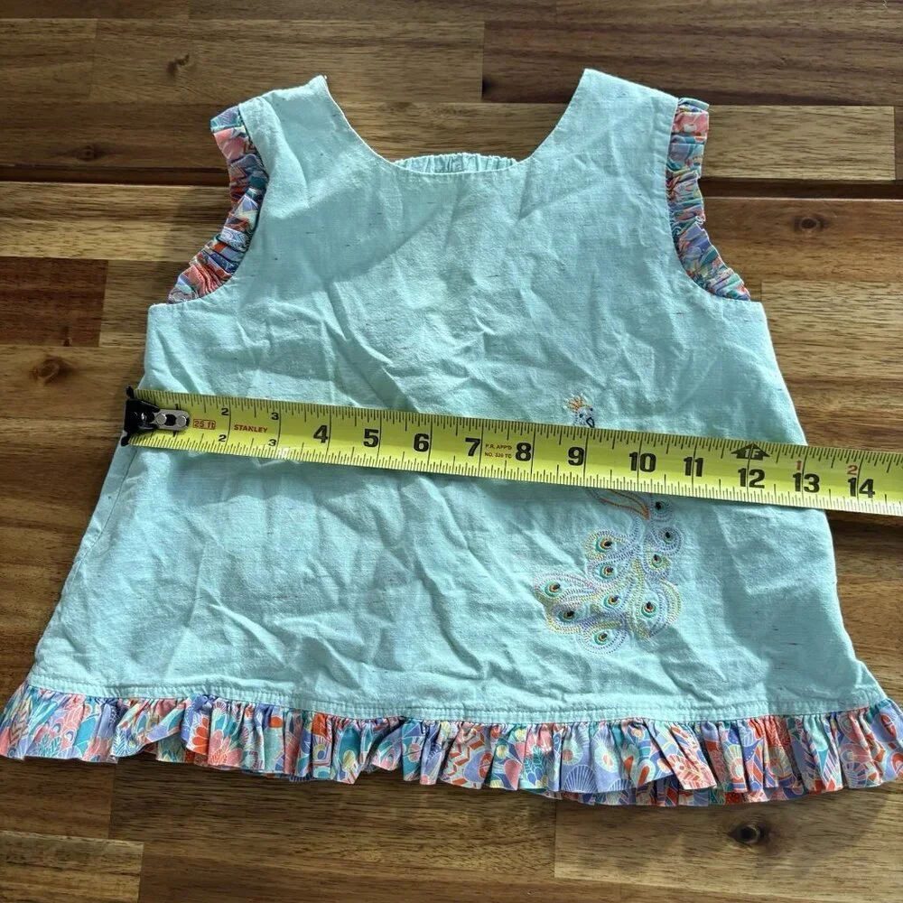 Dondolo Girls Peacock Blouse Sleeveless Top Size 3 Classic Heirloom Preppy Boho